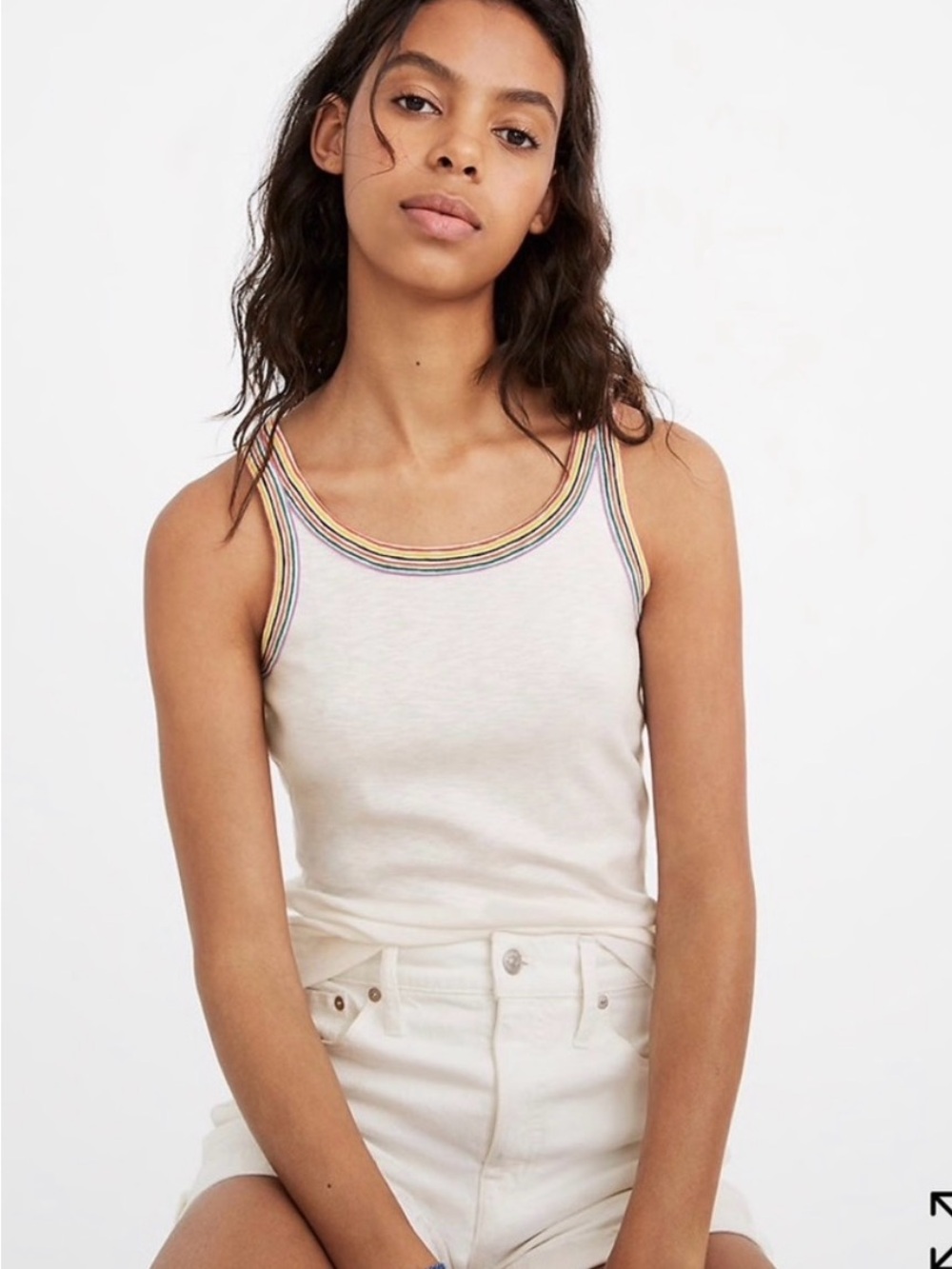 Madewell Rainbow Striped Trim Tank XS